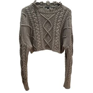 Cropped grey knit sweater